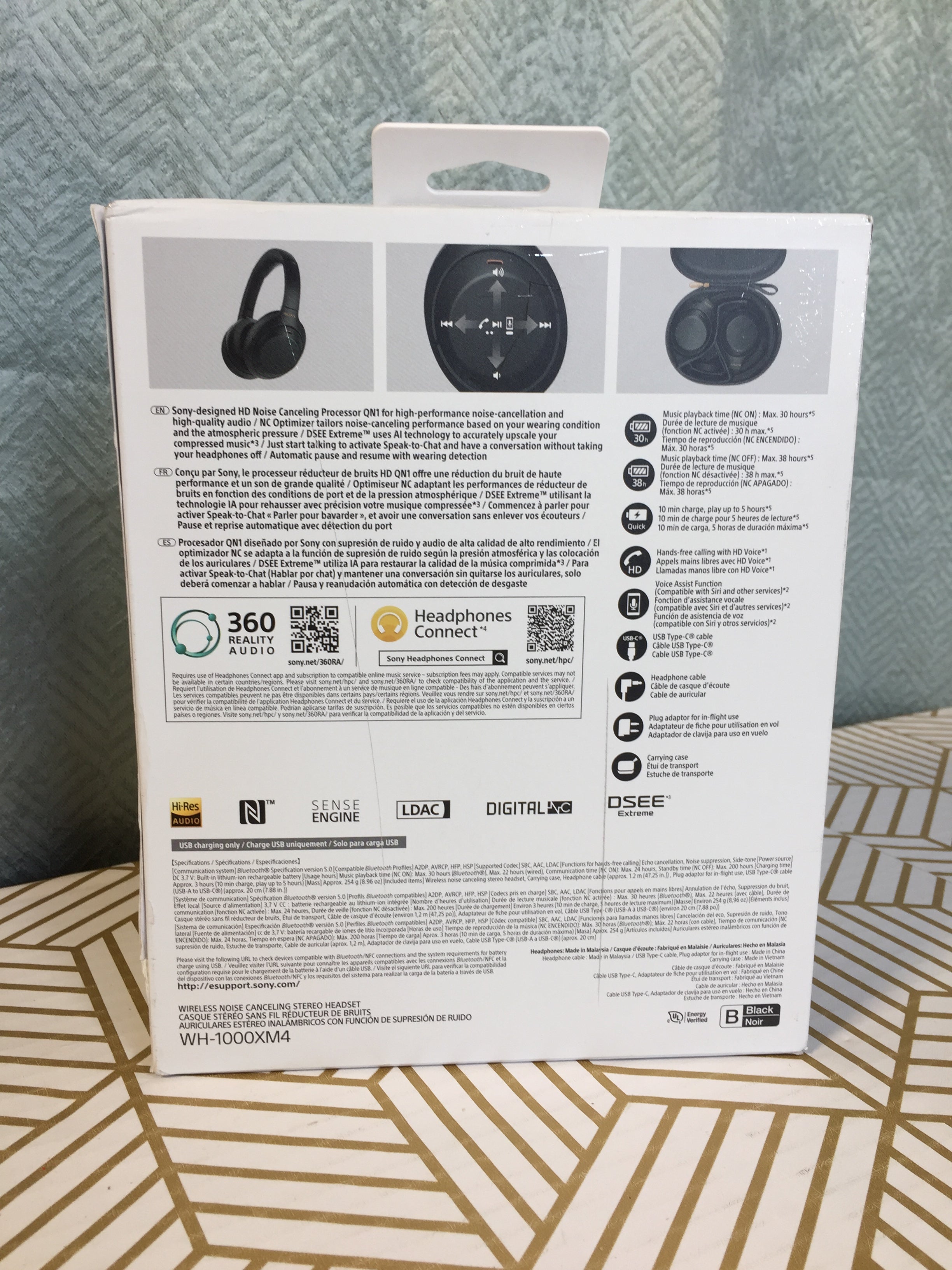 Sony WH-1000XMA Wireless Noise Cancelling Headphone with Mic, Black *TESTED* (7697781653742)